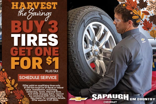 Buy 3 Tires Get 1 for $1